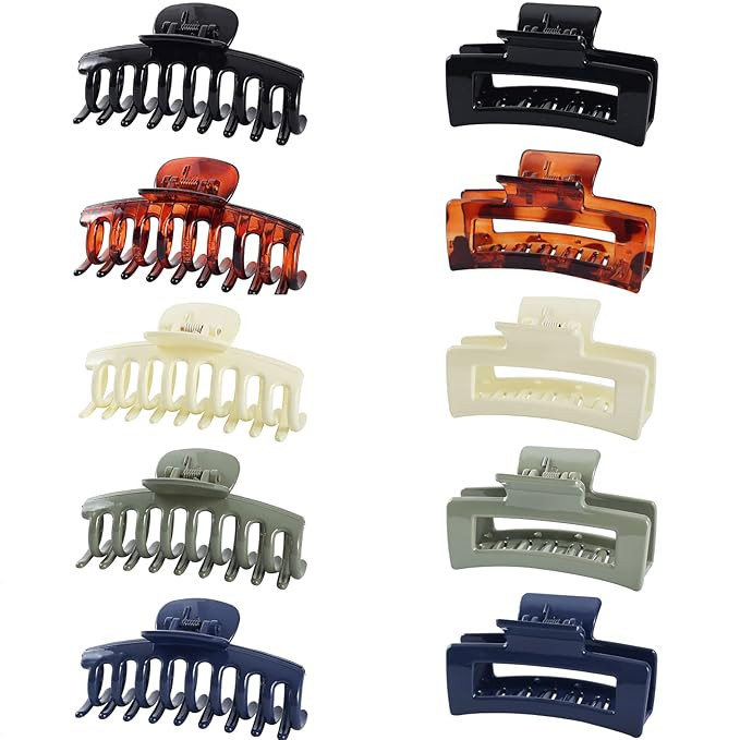 Vsiopy 10 Pack Medium Large Hair Claw Clips for Women Hair Claw Clip for Thin Fine Long Hair Jaw ... | Amazon (US)