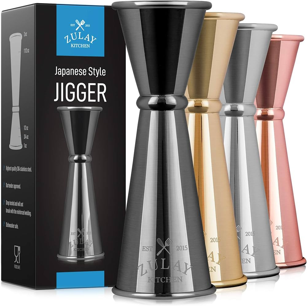 Zulay Kitchen Shot Measure Jigger For Bartending - Cocktail Jigger 18/8 Food-Grade Stainless Stee... | Amazon (US)