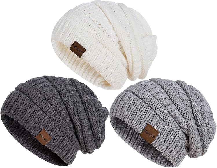 Womens Beanies for Winter 3 Pack, Slouchy Beanies for Women Oversized Knit Warm, Winter Hats for ... | Amazon (US)