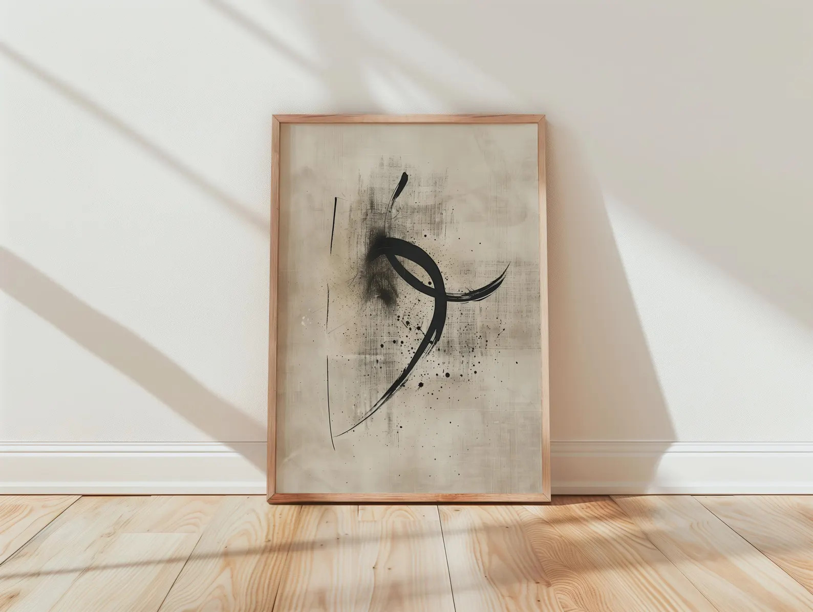 Abstract Black Ink Canvas Print, Beige Modern Wall Art, Minimalist Living Room Decor | Etsy (Global)