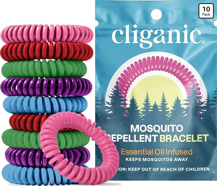 Cliganic 10 Pack Mosquito Repellent Bracelets for Adults & Kids (Rainbow Colors) - Natural DEET-F... | Amazon (US)