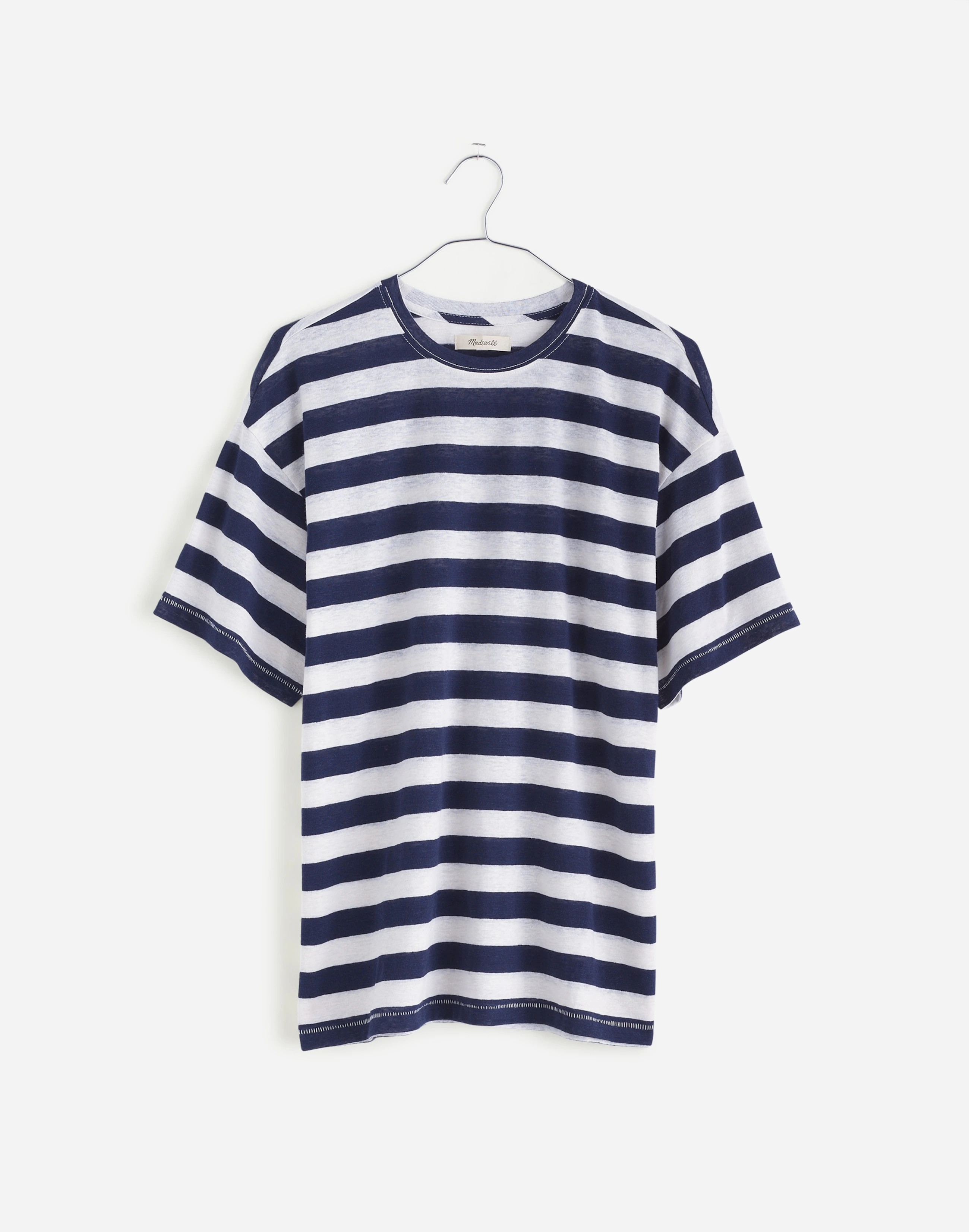 Linen-Blend Crewneck Oversized Tee in Stripe | Madewell