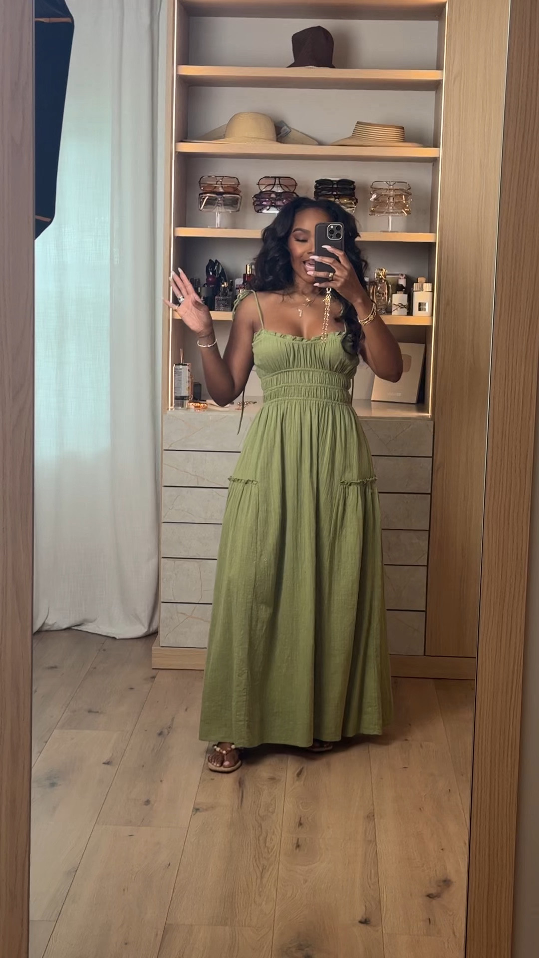 That effortless summer dress you’ll keep reaching for all season 🤎

The soft olive tone, smocked detail, and flowy fit make this one of those easy throw-on dresses that still looks elevated and put together. Perfect for staying comfortable while still giving that chic vacation vibe.

Perfect for vacation dinners, beach trips, brunch, summer errands, resort wear, and casual date nights.

Olive green maxi dress, vacation dress outfit, effortless summer style, resort wear aesthetic, flowy maxi dress, beach vacation outfits, casual chic summer look, feminine vacation style, smocked dress outfit, neutral summer fashion, European summer outfit inspiration, easy everyday dresses

Follow me on Instagram and YouTube @kirasfashionfinds