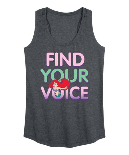 Hybrid - Disney Princess Heather Charcoal Disney Ariel 'Find Your Voice' Racerback Tank - Women &... | Zulily