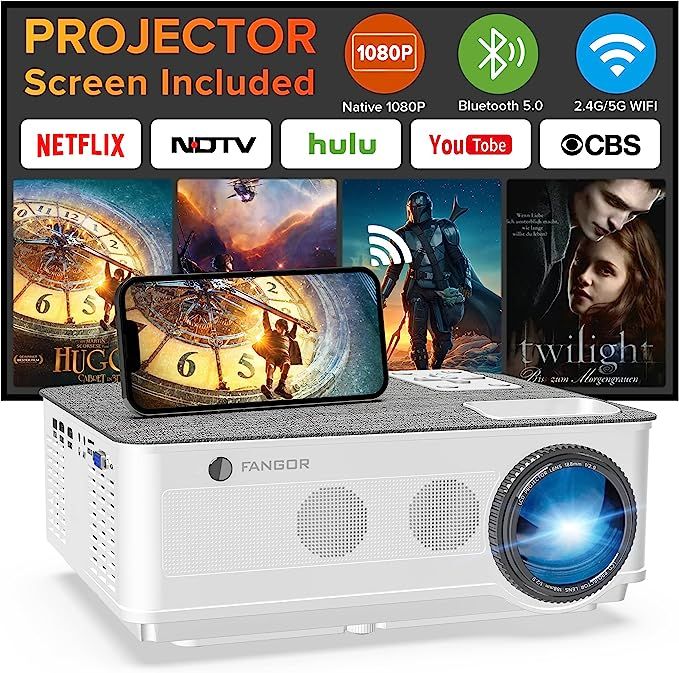 Native 1080P Projector 5G WiFi and Bluetooth, FANGOR 350 ANSI Outdoor Projector 4K Support, Home ... | Amazon (US)