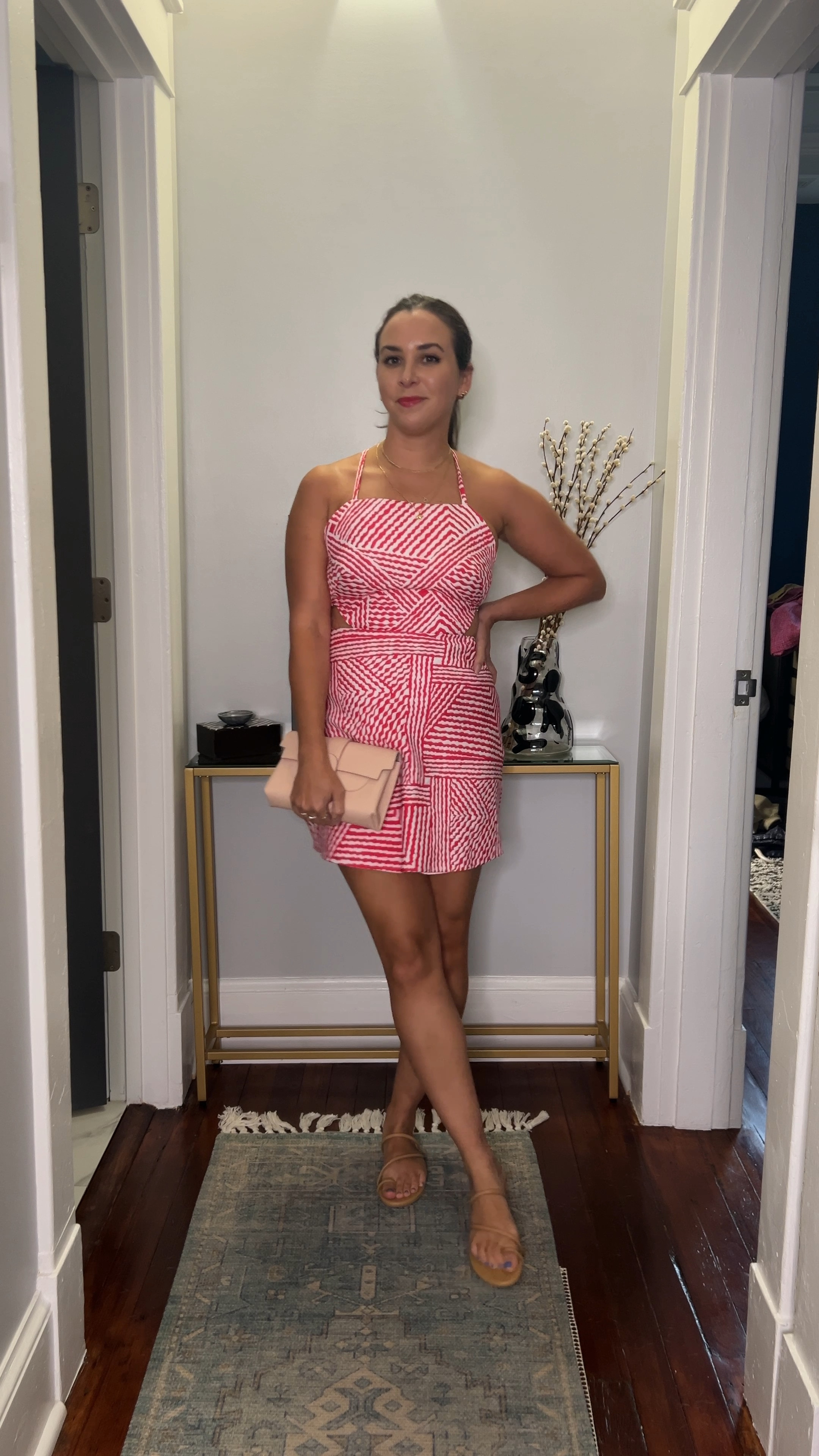 Printed dress. Nude sandals. Flat sandals. Cut out back dress. Rent the runway.

#LTKParties #LTKSeasonal #LTKVideo