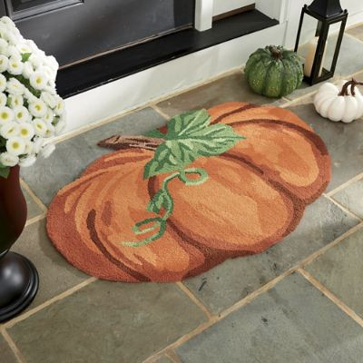 Pumpkin Shaped Hooked Door Mat | Grandin Road | Grandin Road