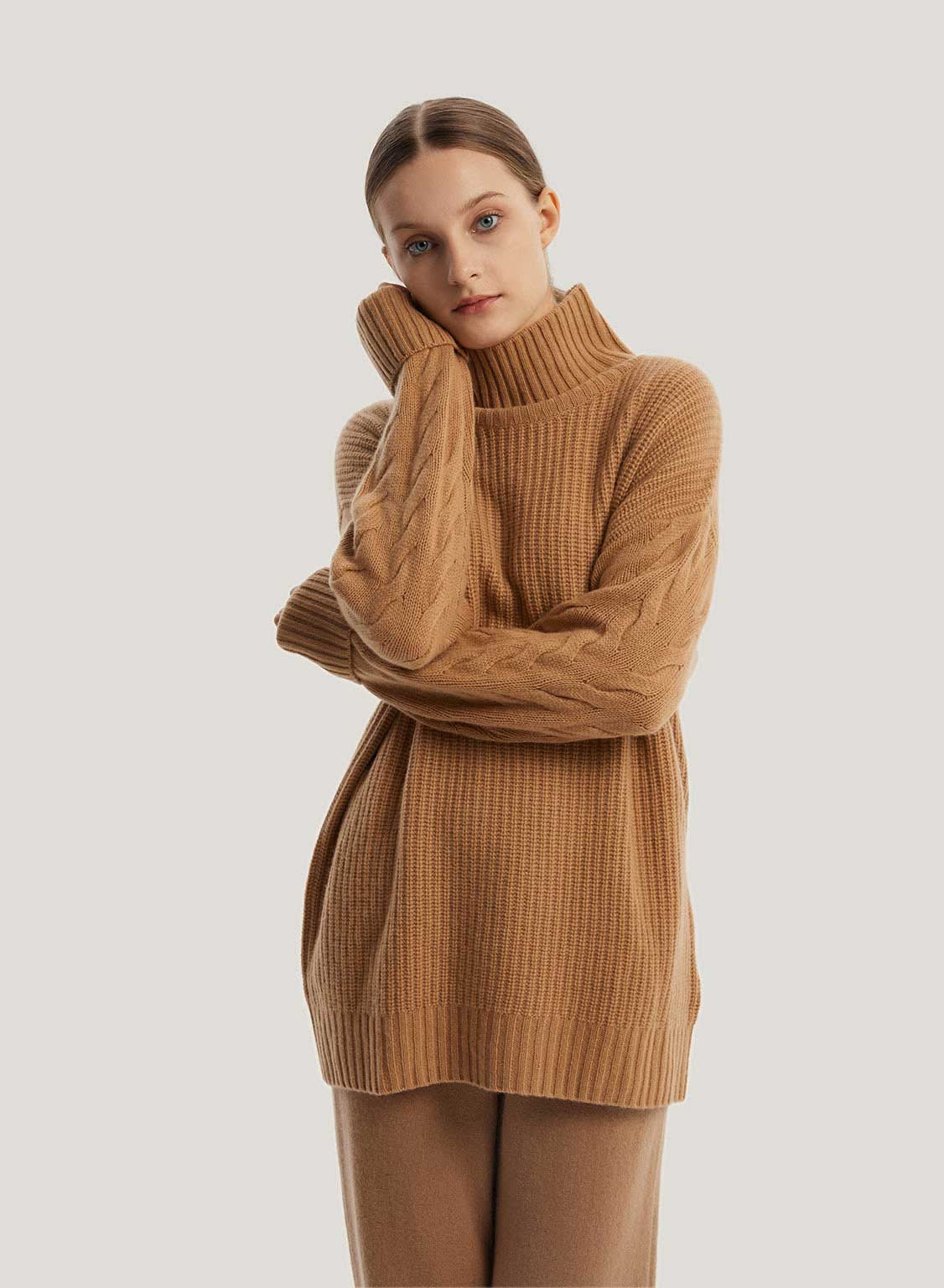 Oversized Camel Hair Wool Blend Turtleneck Sweater | Gentle Herd