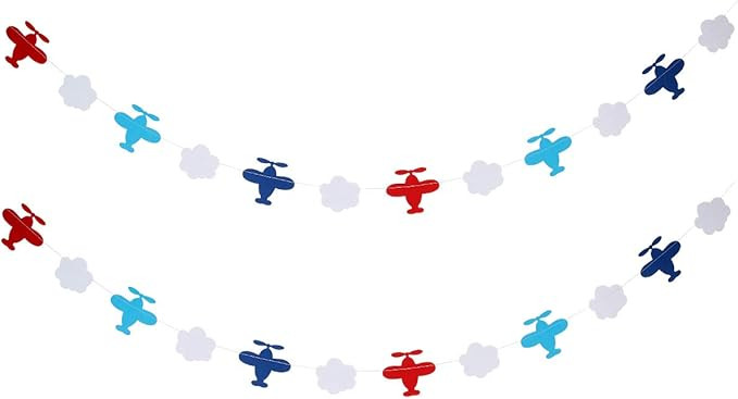 2Pcs Airplane Clouds Garland for Airplane Themed 1st Birthday Party Decor,Airplane Baby Shower Pa... | Amazon (US)