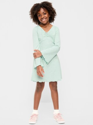 Long-Sleeve Textured Knit Fit and Flare Dress for Girls | Old Navy (CA)
