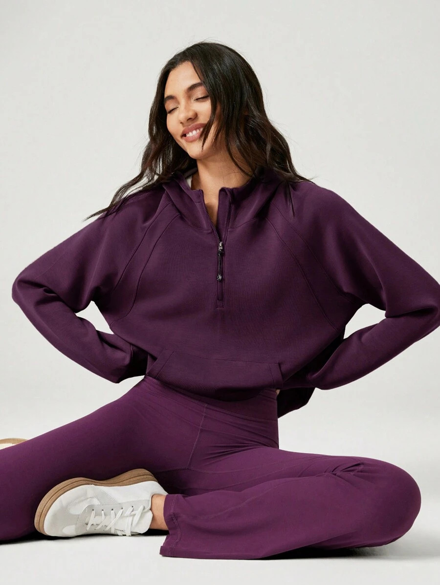 GLOWMODE Modal Silk Touch Oversized Long Sleeve Half-Zip Sweatshirt  Spring Summer | SHEIN