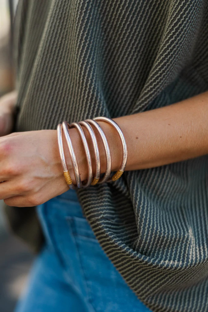 BuDhaGirl Champagne All Weather Bangles® (Set of 6) - Serenity Prayer | The Mint Julep Boutique
