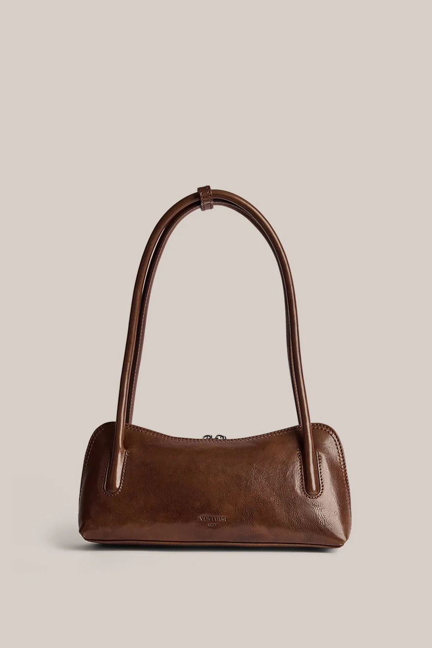 Fallon Chocolate Italian Leather Shoulder Bag | VESTIRSI