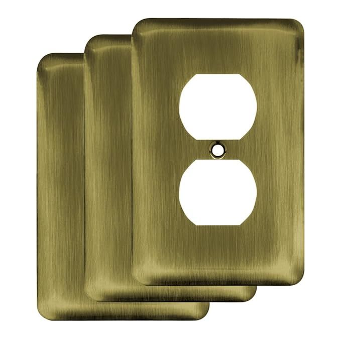 Franklin Brass W10249V-AB-R Stamped Steel Round Single Duplex Outlet Wall Plate, Antique Brass,Pa... | Amazon (US)