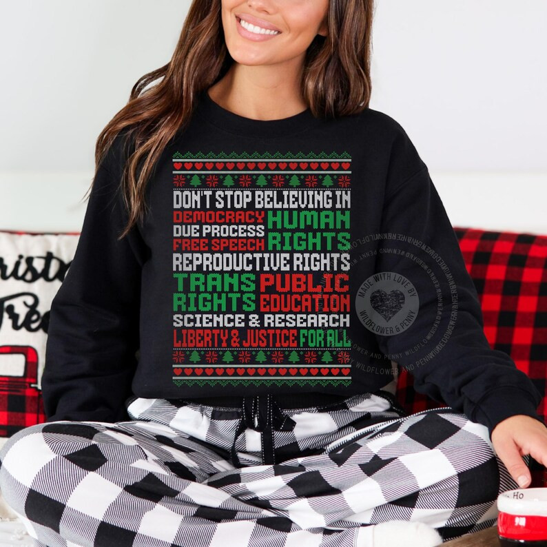Anti Trump Holiday Sweater, Sarcastic Christmas Ugly Pattern Sweatshirt, Protest Christmas Shirt,... | Etsy (US)