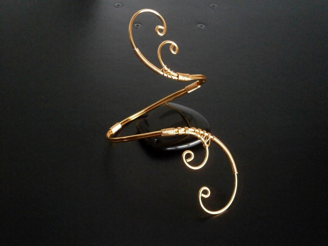 Gold Bracelet, Cuff Bracelet, Arm Cuff, Spiral Arm Band, Arm Bangle, Arm Bracelet, Wire Jewelry -... | Etsy (US)