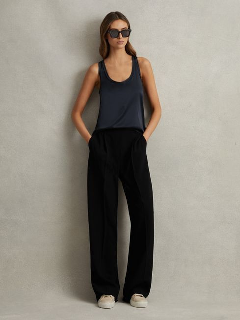 Half-Elasticated Wide Leg Trousers | Reiss UK