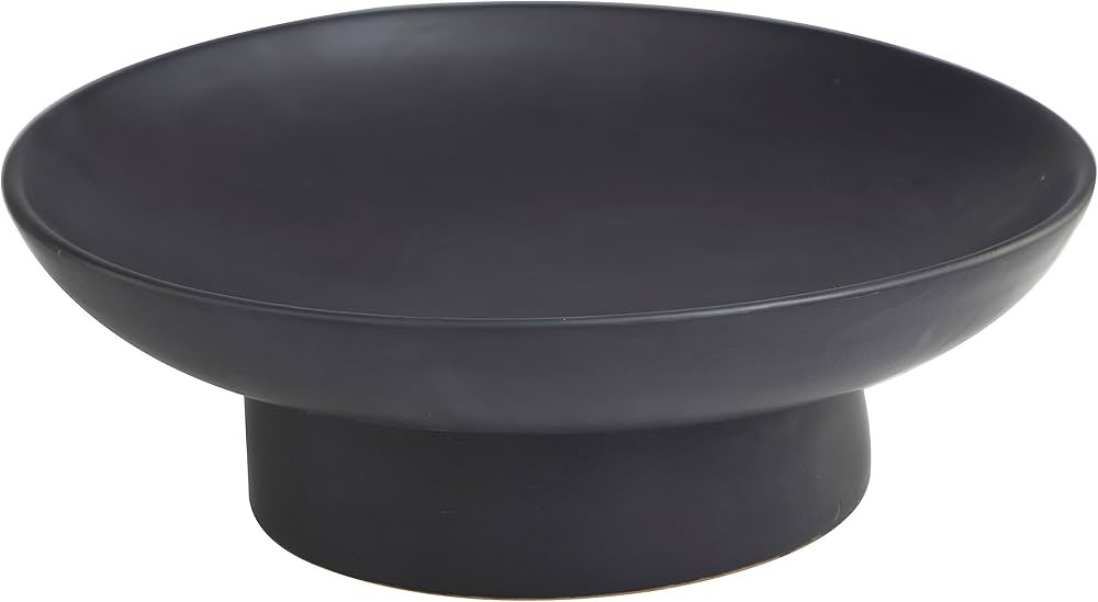 Deco 79 Ceramic Wide Decorative Bowl with Elevated Base, 16" x 16" x 6", Black, SMALL SIZE | Amazon (US)