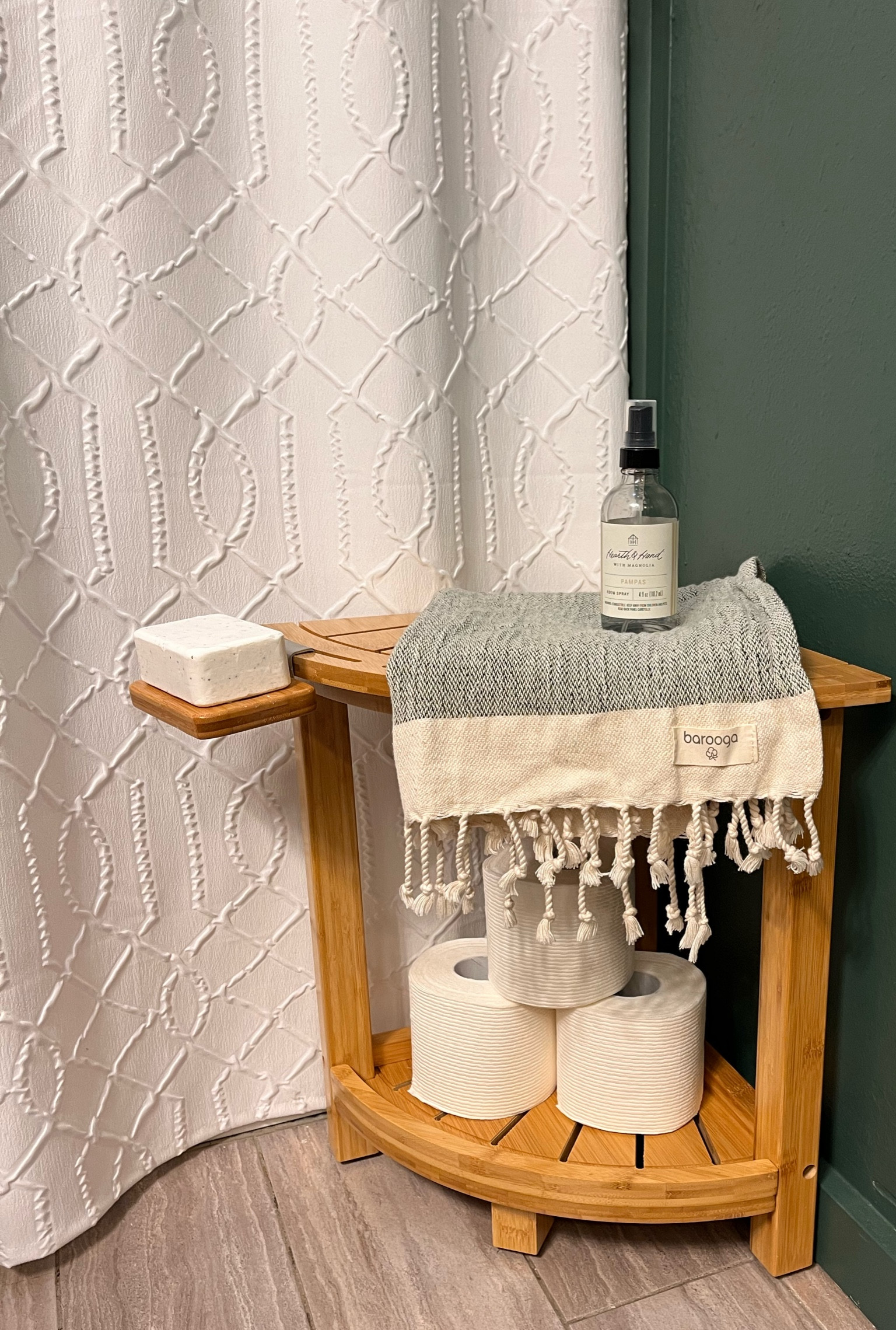 Bamboo corner shelf, shower shelf, bathroom toiletries shelf

#LTKunder50 #LTKsalealert #LTKhome