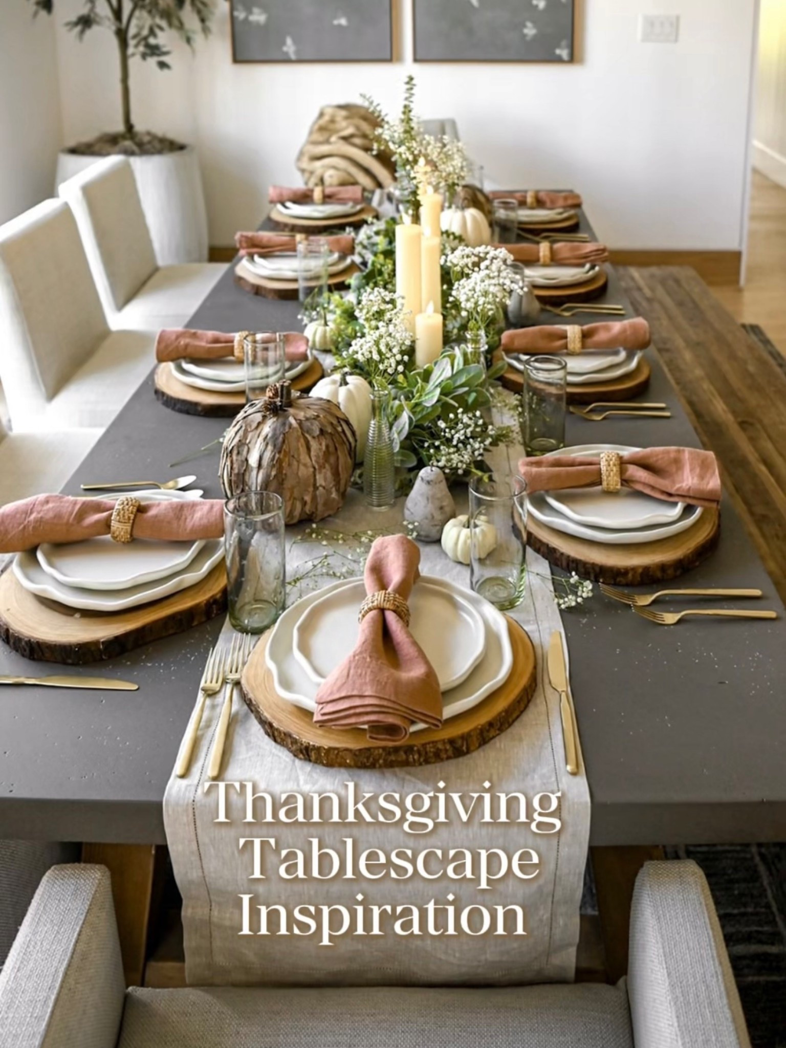 My goal was to create a Thanksgiving tablescape without using classic autumnal colors…specifically, without the use of oranges.  What do you think? 

#LTKHoliday #LTKSeasonal #LTKHome