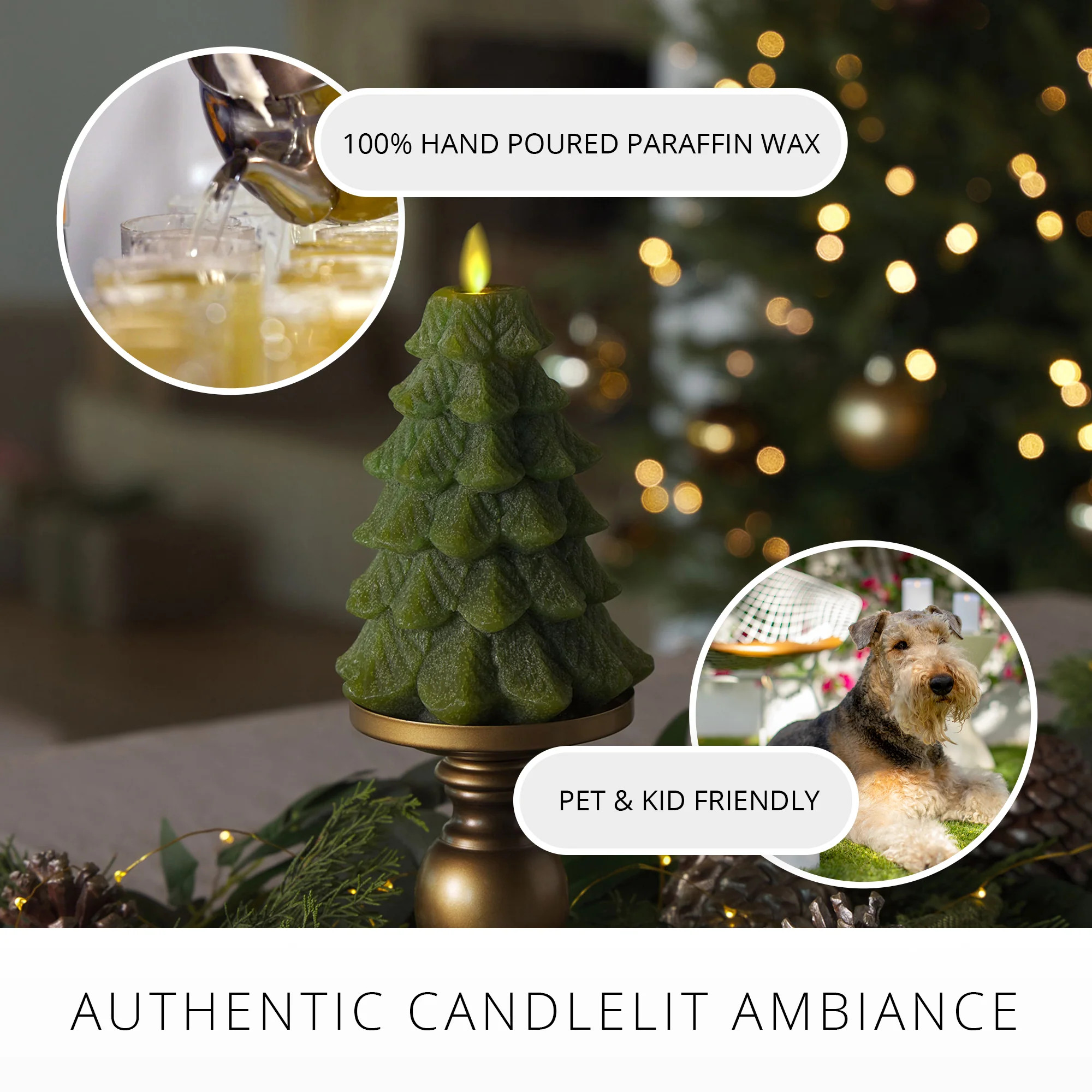 Chalky Green Holiday Tree Flameless Candle | Luminara