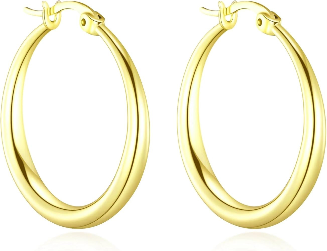 Philip Jones 18k Gold Plated 25mm Hoop Earrings : Amazon.co.uk: Fashion | Amazon (UK)