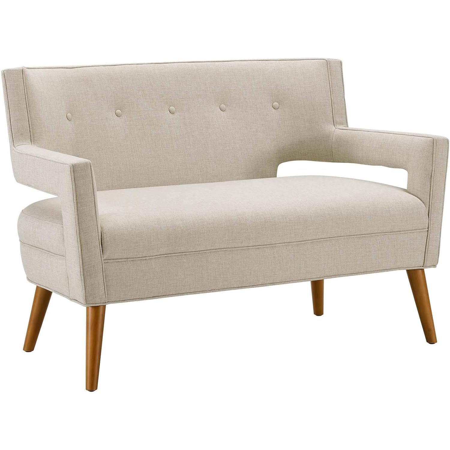 Modway Sheer Upholstered Fabric Mid-Century Modern Loveseat, Sand | Amazon (US)