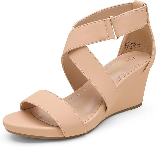 DREAM PAIRS Women's Elastic Ankle Strap Wedge Sandals | Amazon (US)