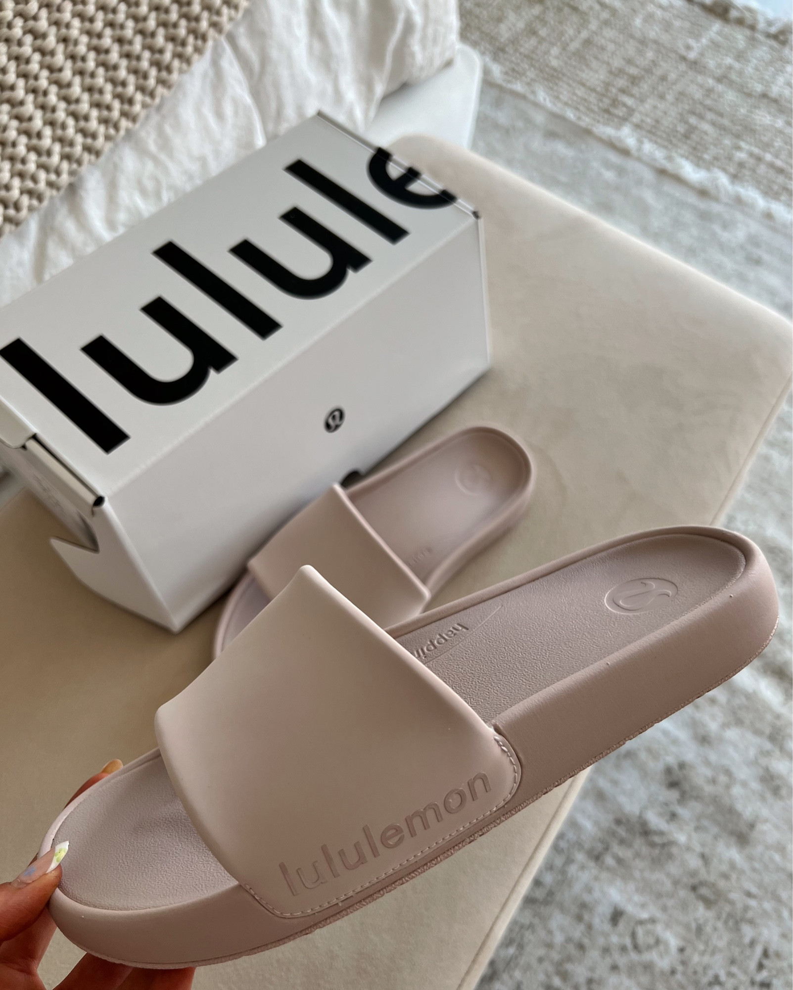 Lululemon womens pink slides. Comfiest pair of shoes I own! 

#LTKshoecrush #LTKFind