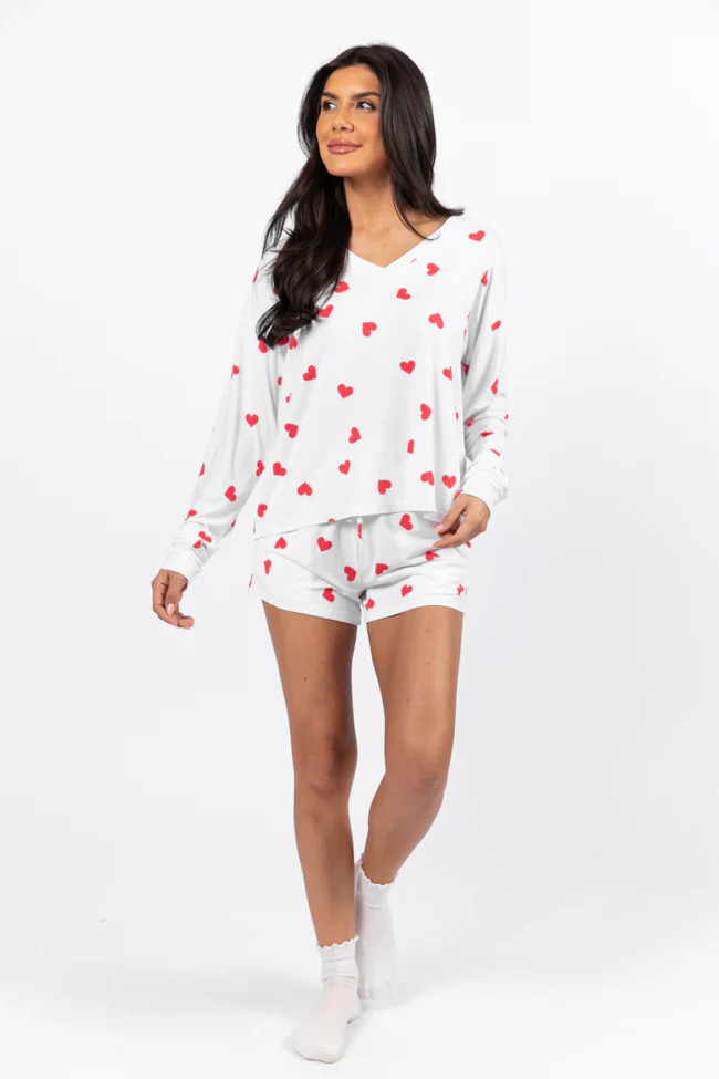 Dreaming Of You Heart Printed Pajama Set | Pink Lily