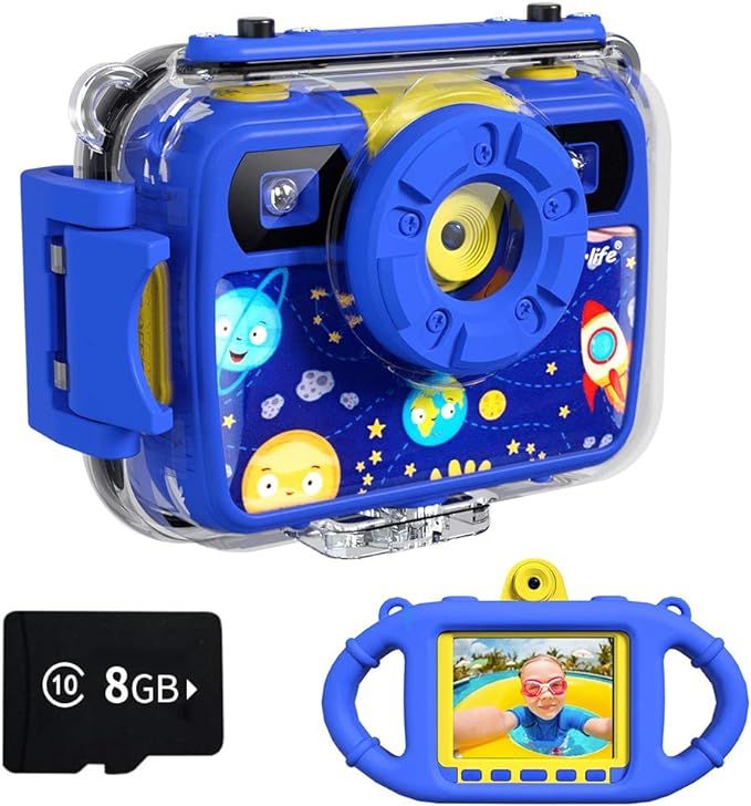 Ourlife Kids Camera, Selfie Waterproof Action Child Gift Cameras,1080P 8MP 2.4 Inch Large Screen ... | Amazon (US)