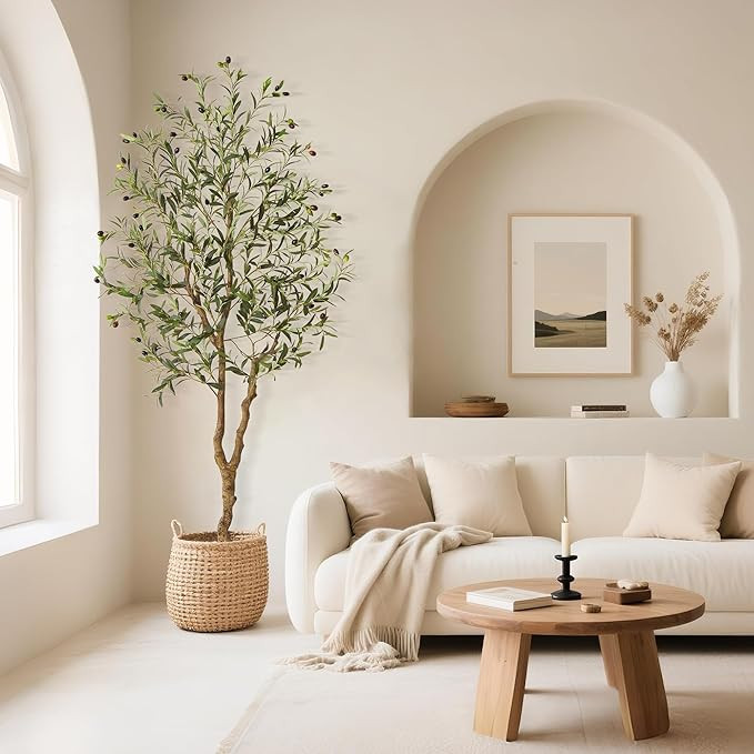 Artificial Olive Trees, 6 Ft Tall Faux Olive Tree with Trunk and Fruits, Indoor Outdoor Fake Pott... | Amazon (US)