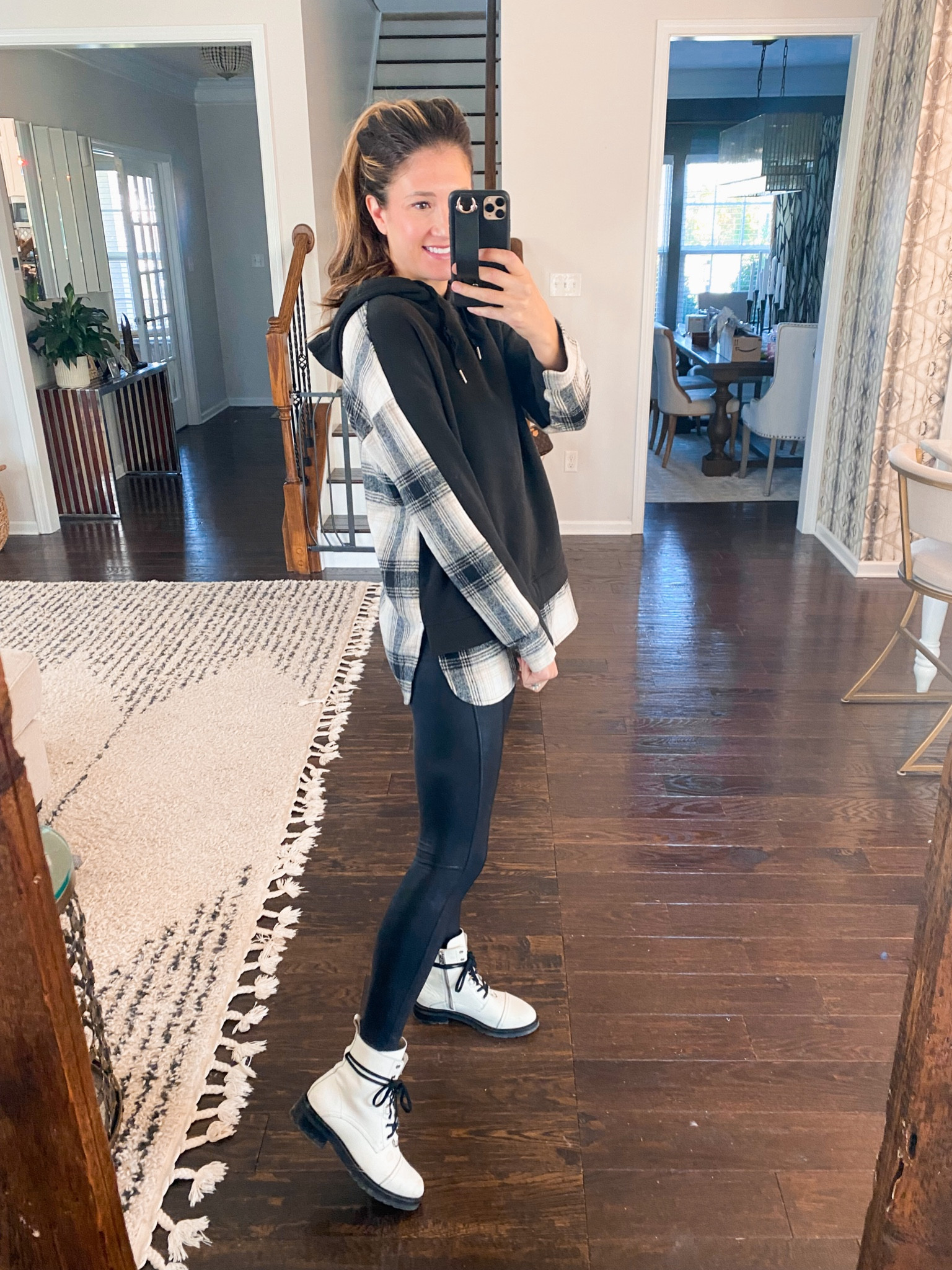 Fall 2in1 sweatshirt! Had a flannel look but wears & feels like a sweatshirt! Wearing a size small 

#LTKunder50 #LTKshoecrush #LTKSeasonal