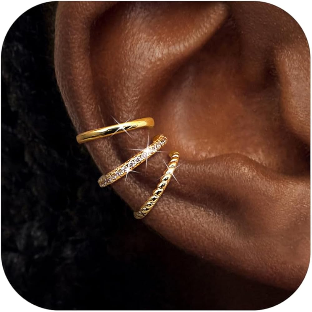 LOYALLOOK Ear Cuff Earrings for Women 14K Gold Plated Ear Cuffs Non Piercing Clip on Cartilage Ea... | Amazon (US)