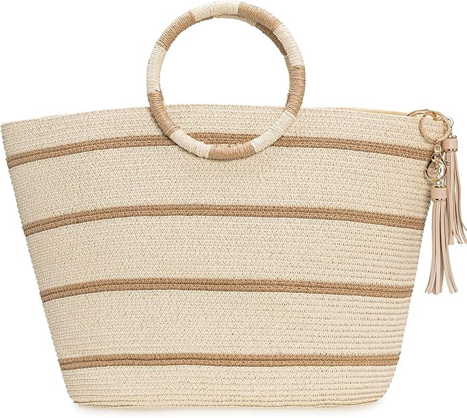 Beach Bags for Women Straw Tote Bag Summer Beach Bag Large Woven Straw Bag for Beach Vacation Hol... | Amazon (US)