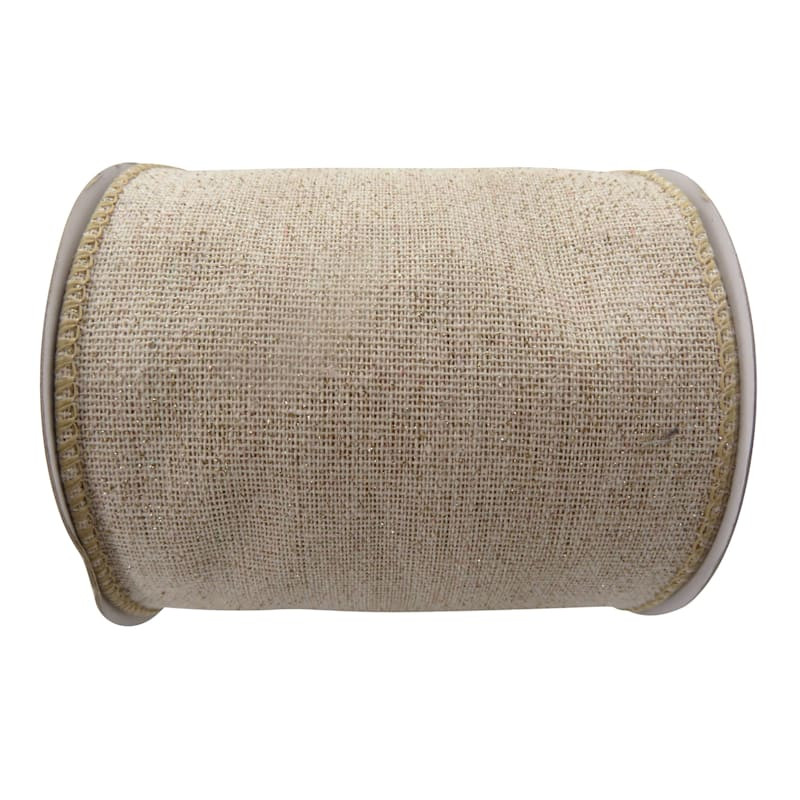 4" Sparkle Burlap Ribbon, 5yd | At Home