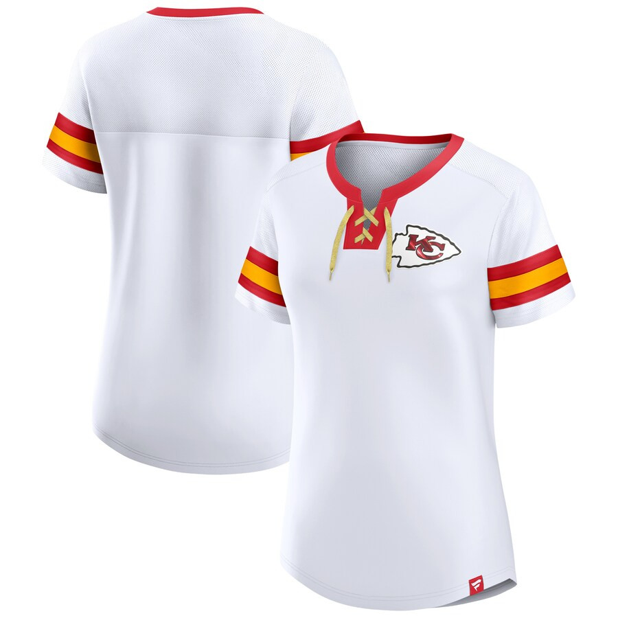 Women's Kansas City Chiefs Fanatics Branded White Sunday Best Lace-Up T-Shirt | NFL Shop