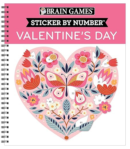 Brain Games - Sticker by Number: Valentine's Day | 10 Heartwarming Designs | No Mess Art Activity... | Amazon (US)