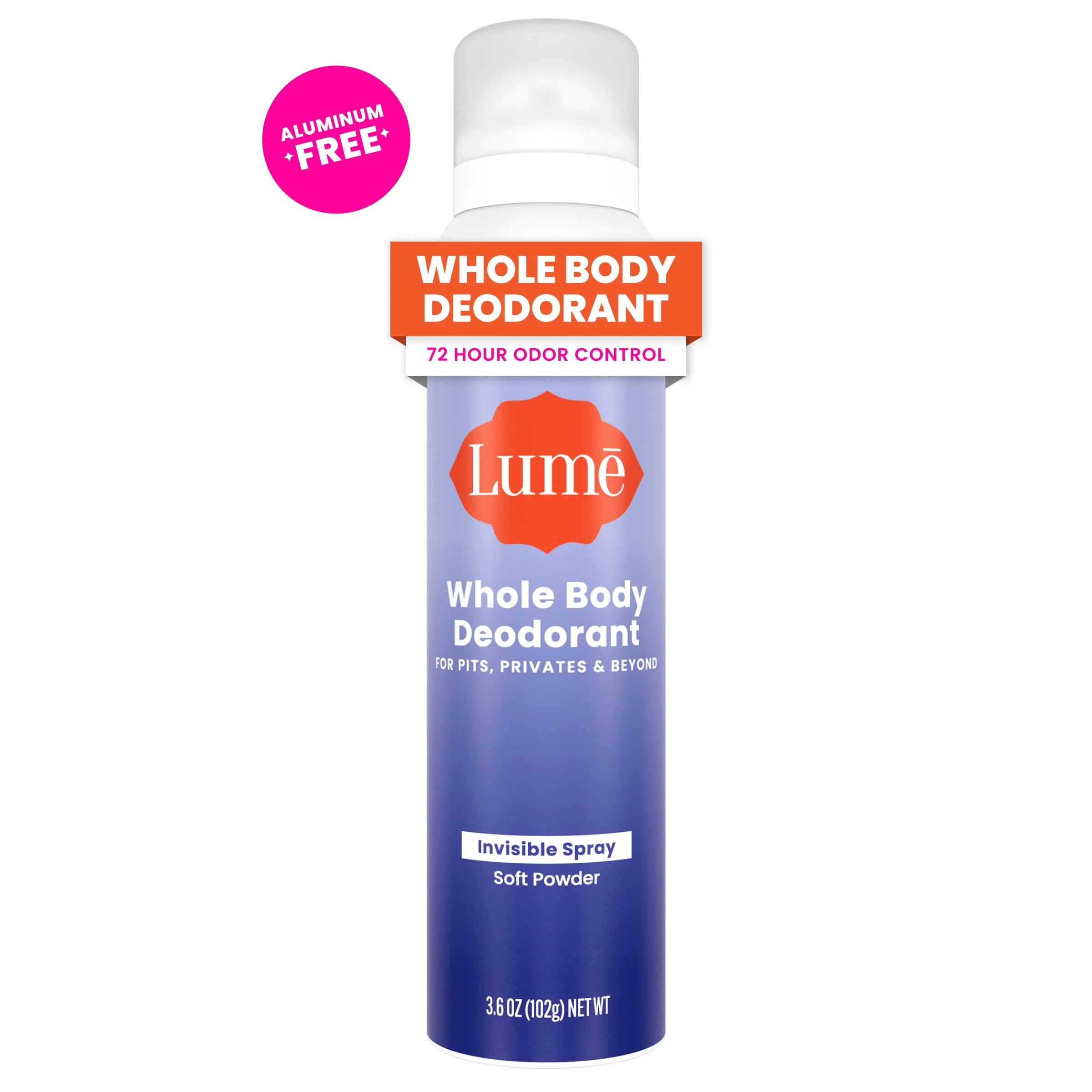 Lume Whole Body Deodorant for Women - Spray Deodorant - Aluminum Free - Soft Powder - 3.6oz | Walmart (US)