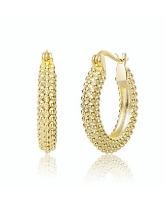 14K Gold Plated Ribbed Hoop Earrings | Macy's