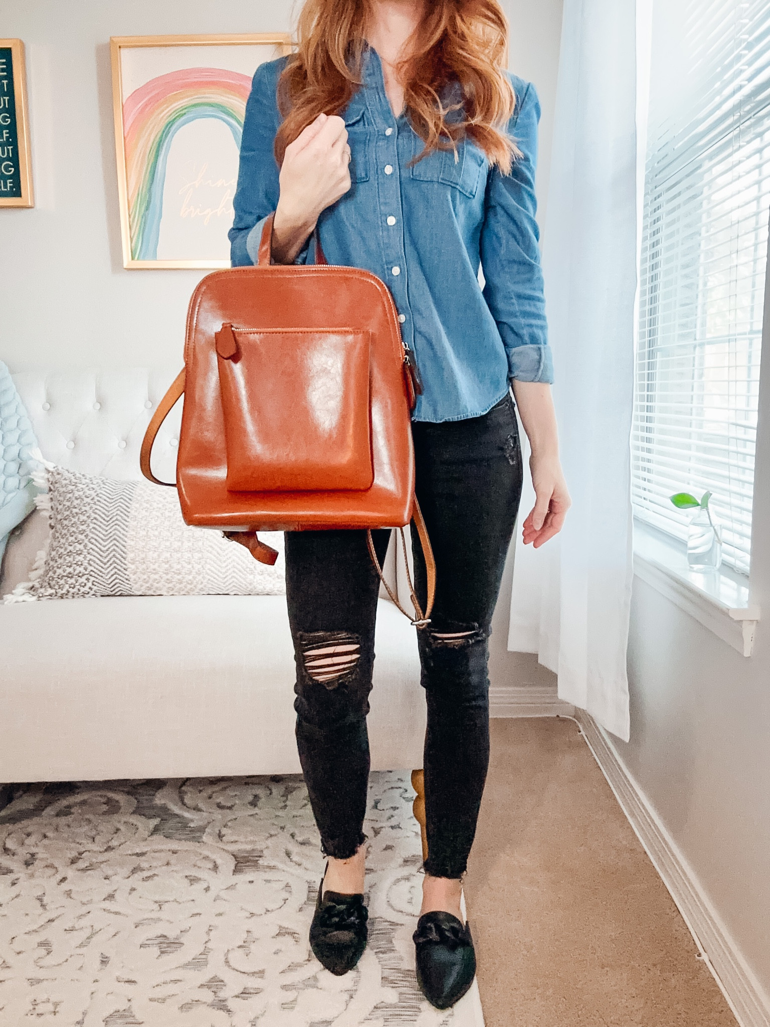 Black distressed jeans | chambray button down | new Target black mules

Old Navy still sells these jeans and I’ve linked them below. Boden has a new chambray shirt that is linked as well as a Target style.  Backpack purse is from Amazon. Shoes are new from Target, also available in cream and cognac  

#LTKSeasonal #LTKstyletip