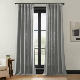 Light Grey Gray Simply Faux Linen Solid 50 in. W x 108 in. L Rod Pocket Light Filtering Curtain Pair (Set of 2) | The Home Depot