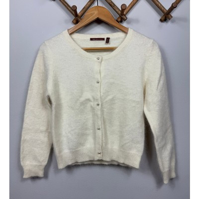 Vintage 525 America Women's Angora Blend White Pearl Button Cardigan Size M  | eBay | eBay US