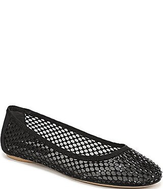 Franco Sarto Christina 2 Fishnet Mesh Rhinestone Embellished Ballet Flats -  10 | Dillard's