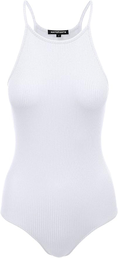 Women's Ribbed Tank Tops Shapewear Crew Neck Racerback Spaghetti Bodysuits | Amazon (US)