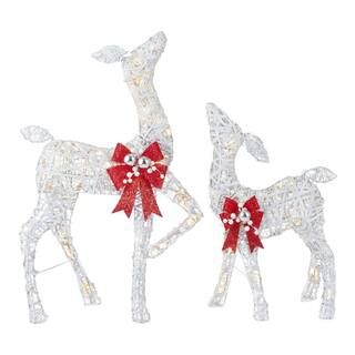 Home Accents Holiday 2-Piece Polar Wishes White LED Deer-TY406-1911 - The Home Depot | The Home Depot