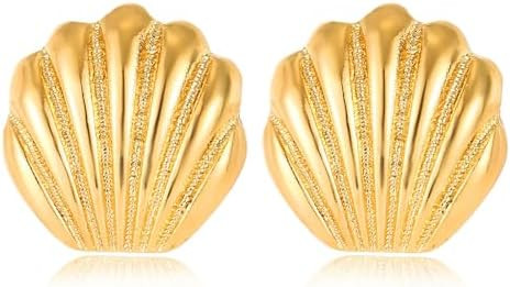 Starfish Shell Stud Earrings for Women Gold Silver Chunky Seashell Drop Dangle Earring Beach Summ... | Amazon (US)