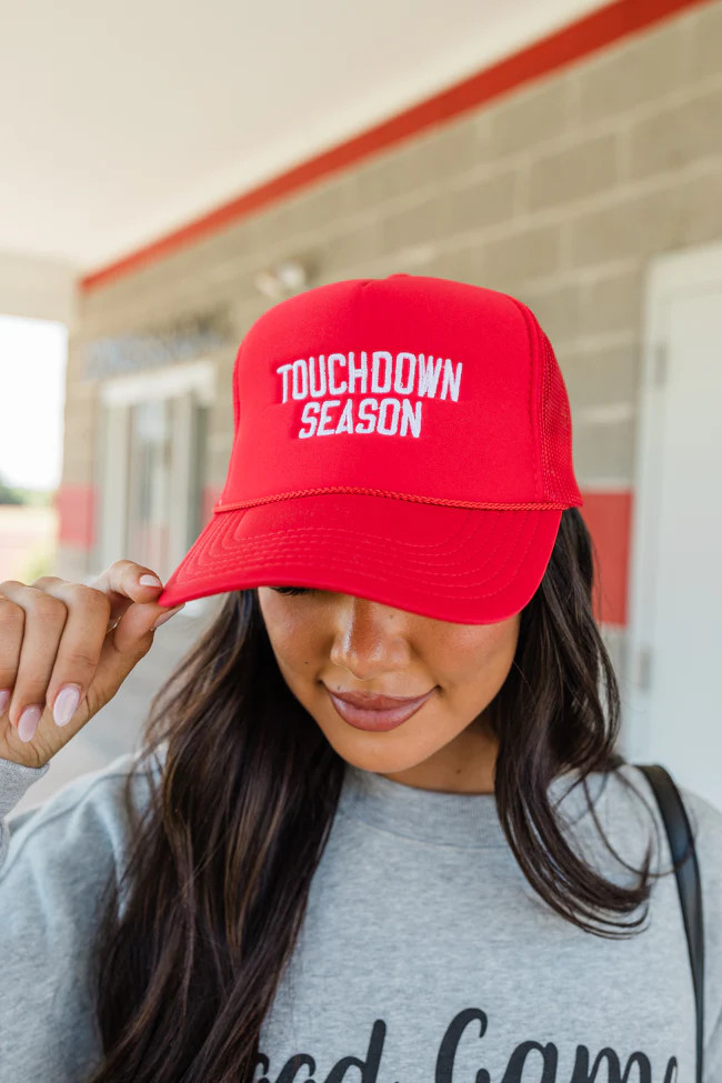 Touchdown Season Red Trucker Hat | Pink Lily