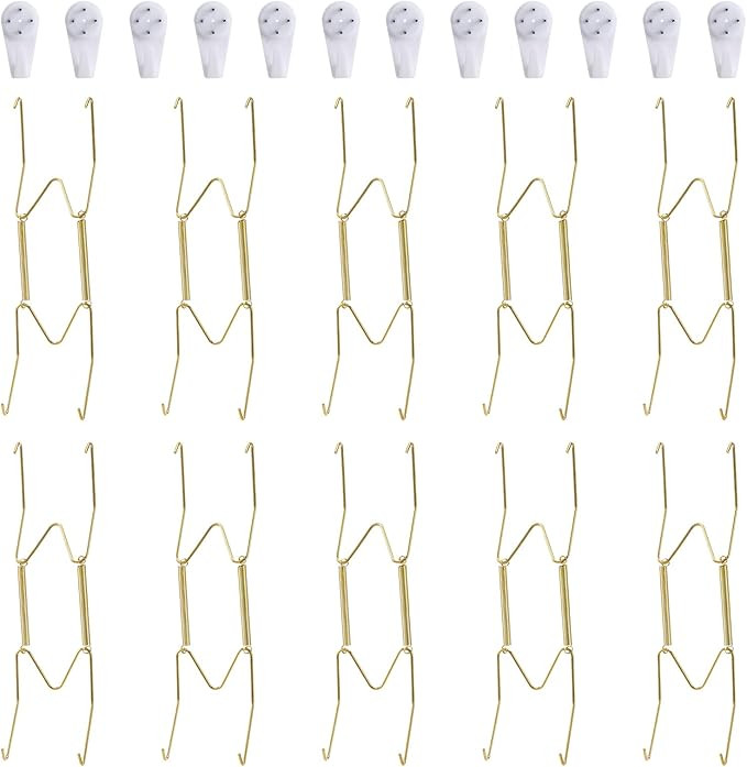 Fasunry 10 Pack Plate Hangers, 8 Inch Wall Plate Hangers and 12 Pack Wall Hooks, Compatible 7.5 t... | Amazon (US)