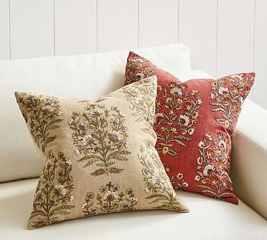 Desiree Floral Embroidered Pillow | Pottery Barn (US)